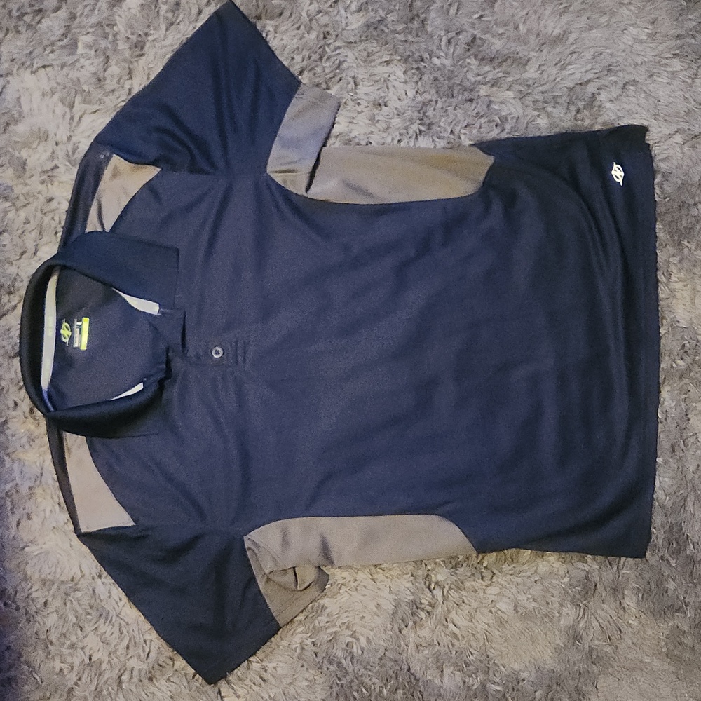 Nordic Track NT Dri- Collared Shirt- Navy & Grey- size Large- Athletic Fit